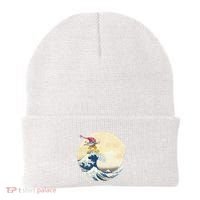 Surfing Gnome Riding Great Wave Off Kanagawa Gnome Beanie thumb 0