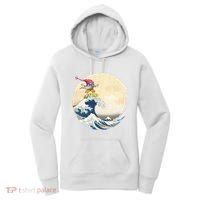 Surfing Gnome Riding Great Wave Off Kanagawa Gnome Women's Hoodie thumb 0