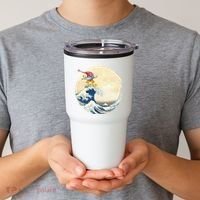 Surfing Gnome Riding Great Wave Off Kanagawa Gnome Tumbler thumb 2