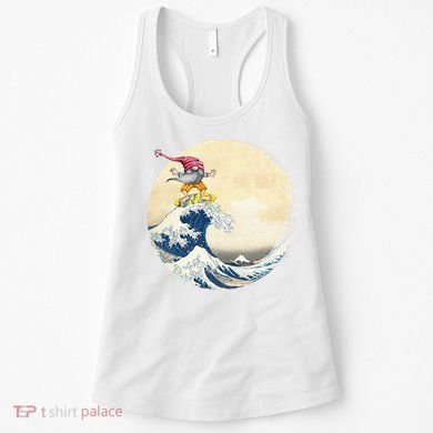 Surfing Gnome Riding Great Wave Off Kanagawa Gnome Women's Tank Top