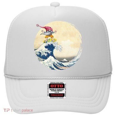 Surfing Gnome Riding Great Wave Off Kanagawa Gnome Hat