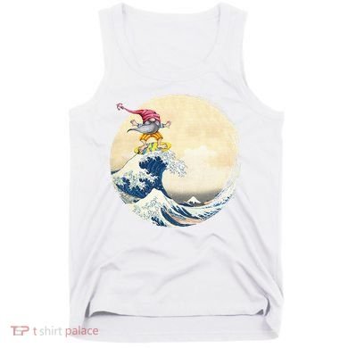 Surfing Gnome Riding Great Wave Off Kanagawa Gnome Tank Top