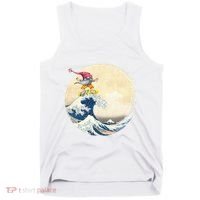 Surfing Gnome Riding Great Wave Off Kanagawa Gnome Tank Top thumb 0