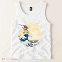 Surfing Gnome Riding Great Wave Off Kanagawa Gnome Tank Top thumb 2