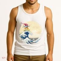 Surfing Gnome Riding Great Wave Off Kanagawa Gnome Tank Top thumb 3