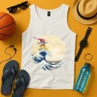 Surfing Gnome Riding Great Wave Off Kanagawa Gnome Tank Top thumb 4