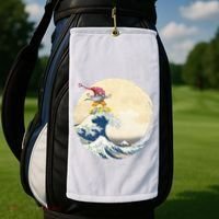 Surfing Gnome Riding Great Wave Off Kanagawa Gnome Golf Towel thumb 2