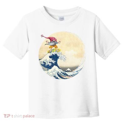Surfing Gnome Riding Great Wave Off Kanagawa Gnome Toddler T-Shirt