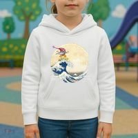 Surfing Gnome Riding Great Wave Off Kanagawa Gnome Kids Hoodie thumb 3