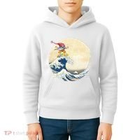 Surfing Gnome Riding Great Wave Off Kanagawa Gnome Kids Hoodie thumb 4
