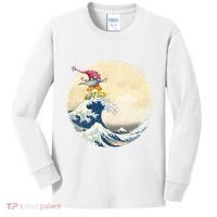 Surfing Gnome Riding Great Wave Off Kanagawa Gnome Kids Long Sleeve Shirt thumb 0