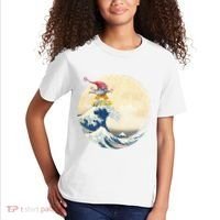 Surfing Gnome Riding Great Wave Off Kanagawa Gnome Kids T-Shirt thumb 2