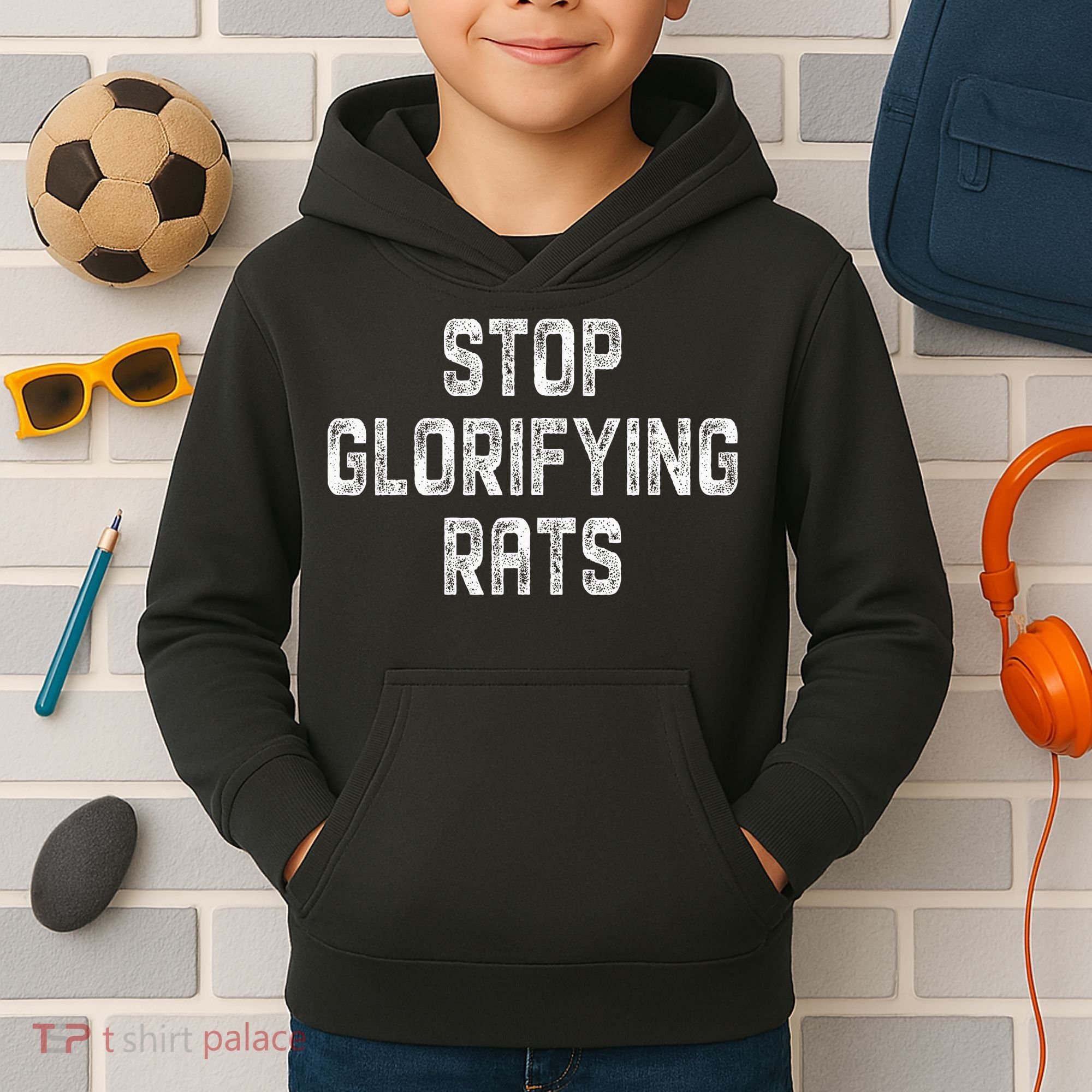 Stop Glorifying Rats Kids Hoodie