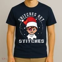 Snitches Get Stitches Elf Xmas Funny Snitches Get Stitches T-Shirt thumb 3