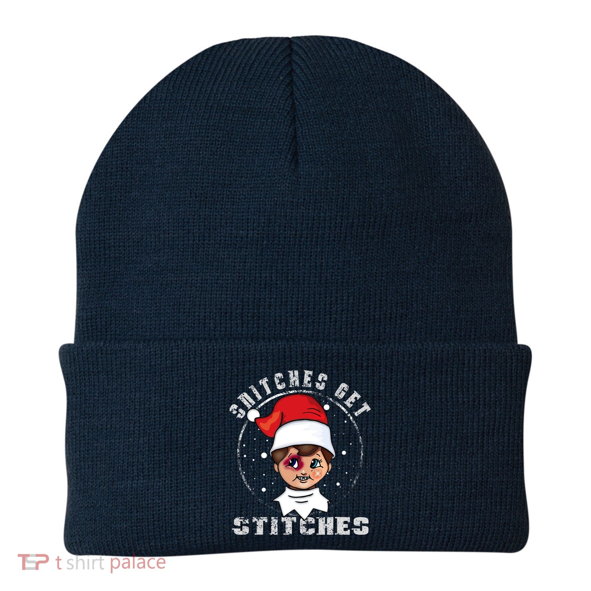 Snitches Get Stitches Elf Xmas Funny Snitches Get Stitches Beanie