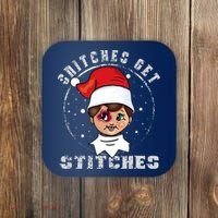 Snitches Get Stitches Elf Xmas Funny Snitches Get Stitches Coaster thumb 0