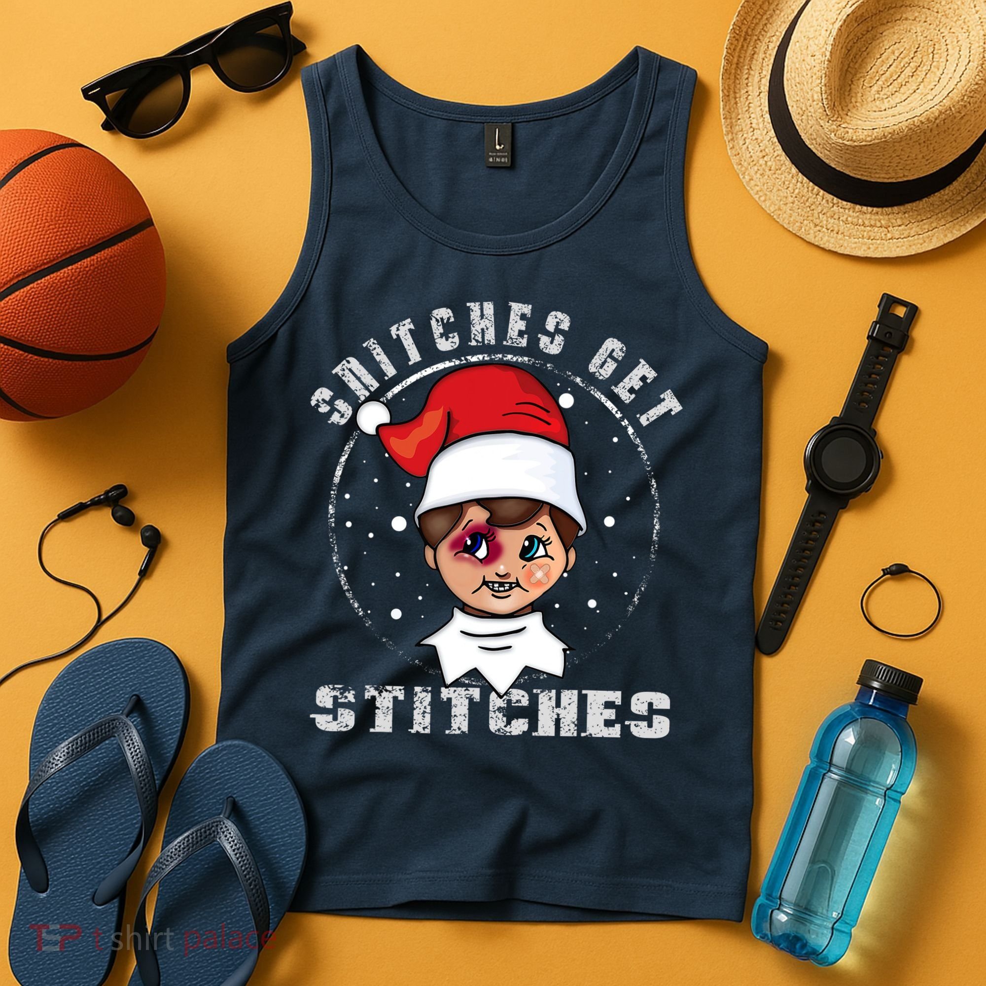Snitches Get Stitches Elf Xmas Funny Snitches Get Stitches Tank Top