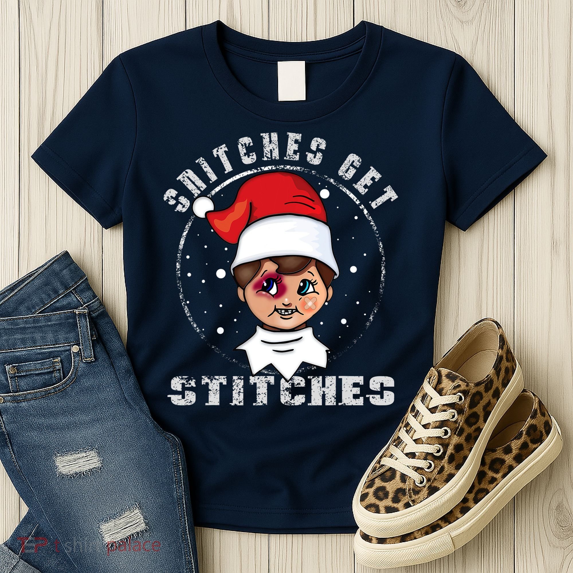Snitches Get Stitches Elf Xmas Funny Snitches Get Stitches Women's T-Shirt
