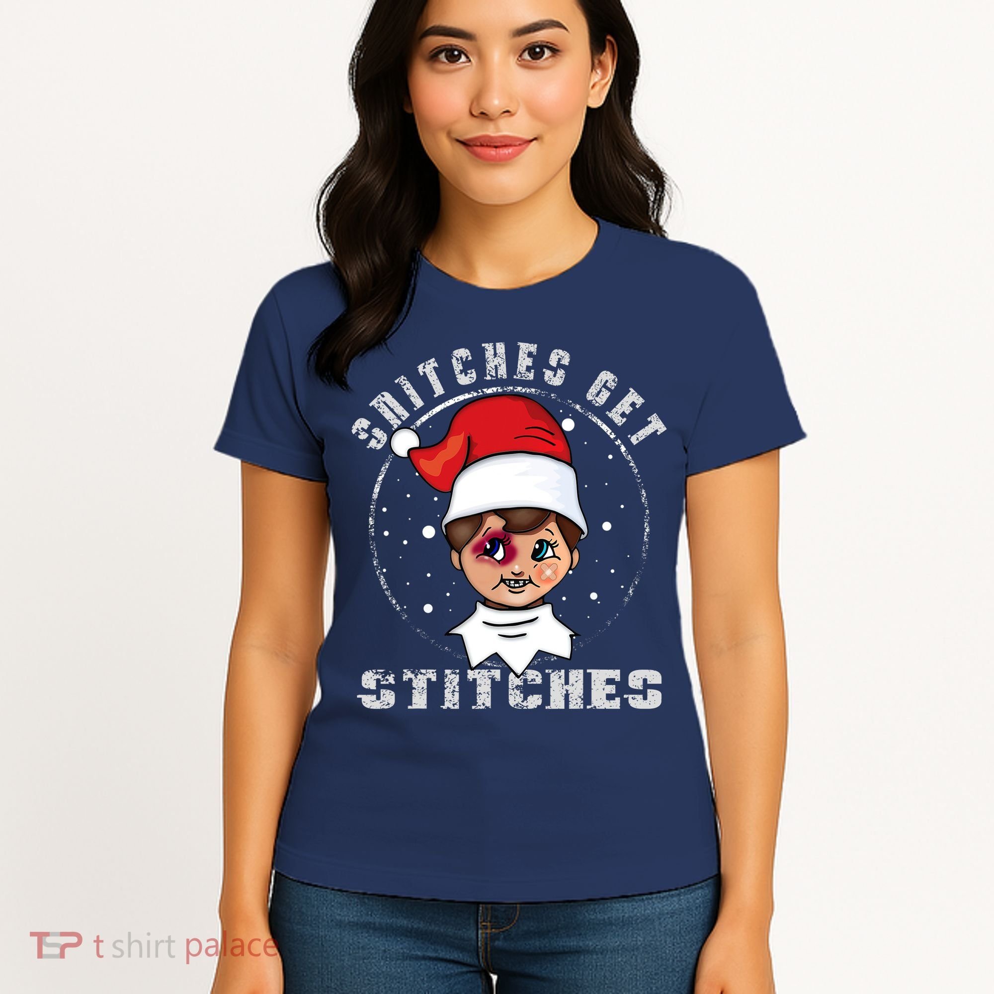 Snitches Get Stitches Elf Xmas Funny Snitches Get Stitches Women's T-Shirt