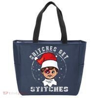 Snitches Get Stitches Elf Xmas Funny Snitches Get Stitches Tote Bag thumb 0