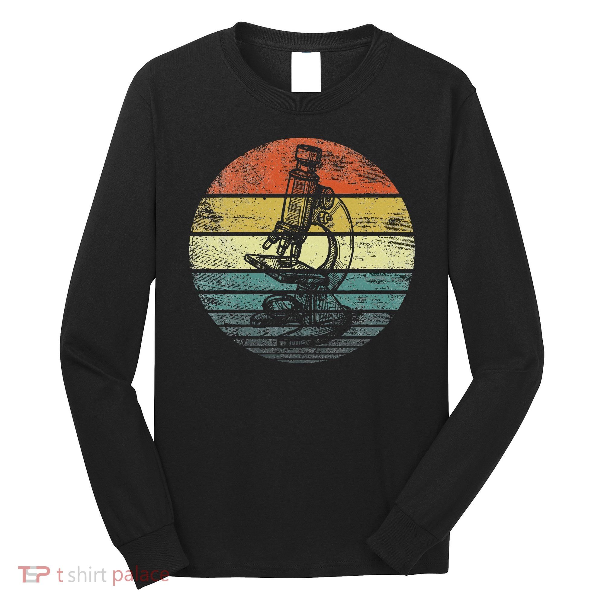 Science Gifts Sunset Scientist Microscope Microscopy Long Sleeve Shirt