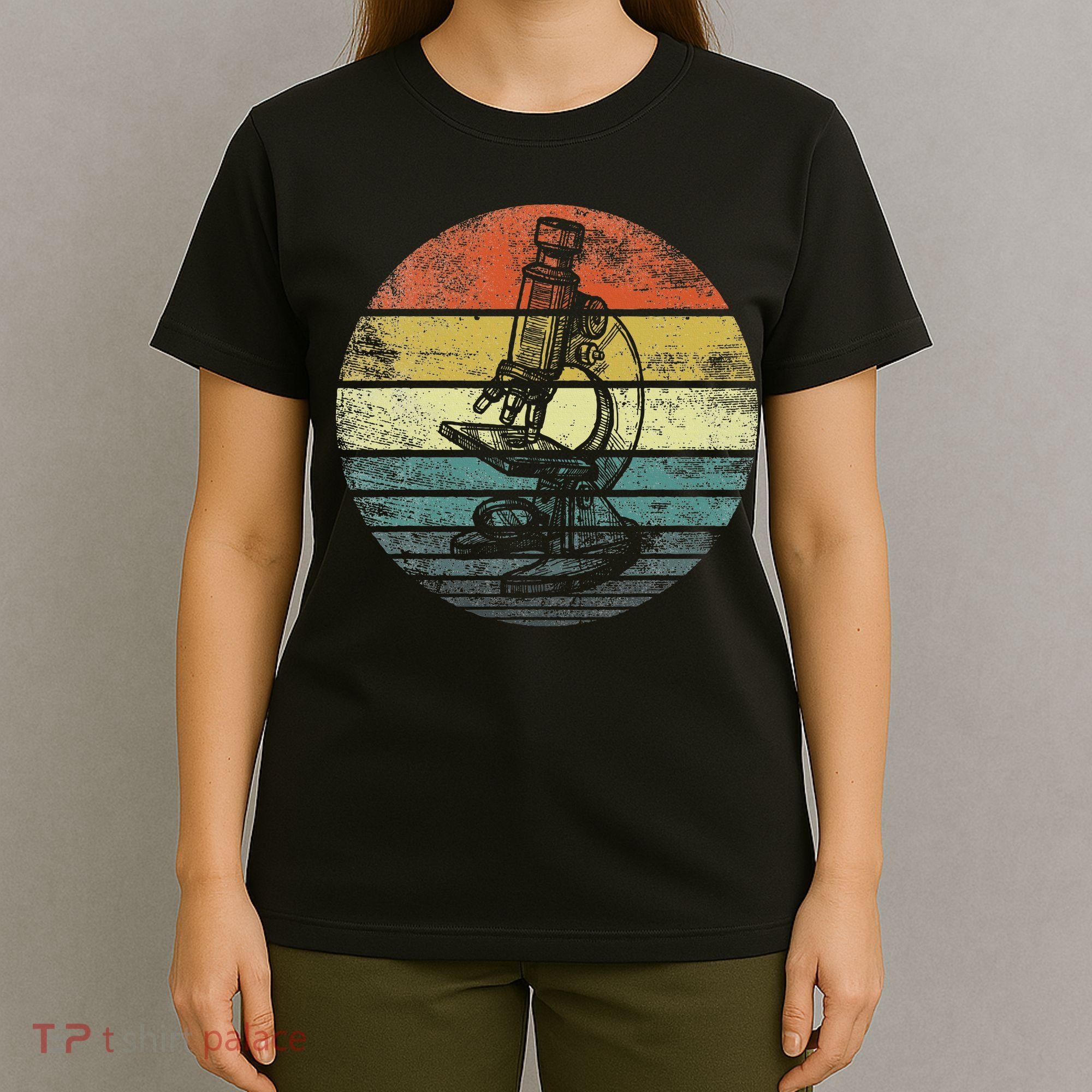 Science Gifts Sunset Scientist Microscope Microscopy T-Shirt