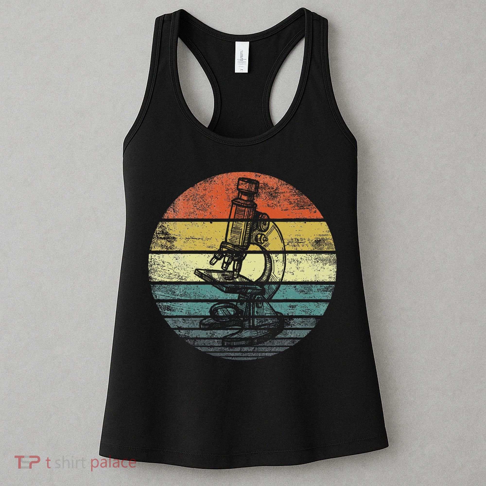 Science Gifts Sunset Scientist Microscope Microscopy Women's Tank Top