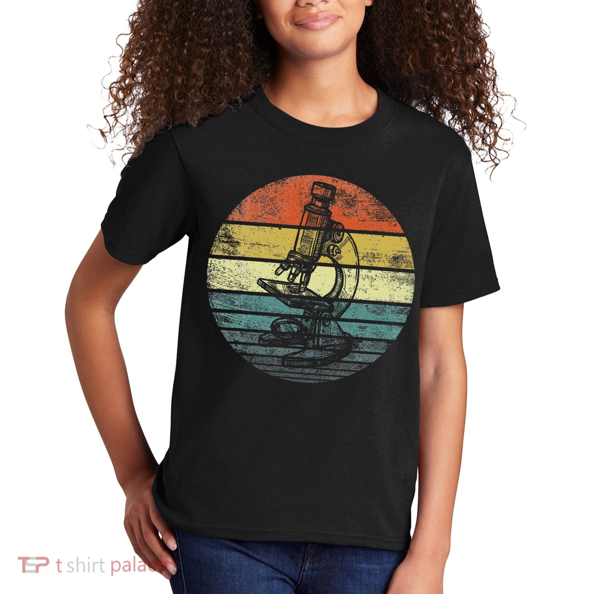 Science Gifts Sunset Scientist Microscope Microscopy Kids T-Shirt