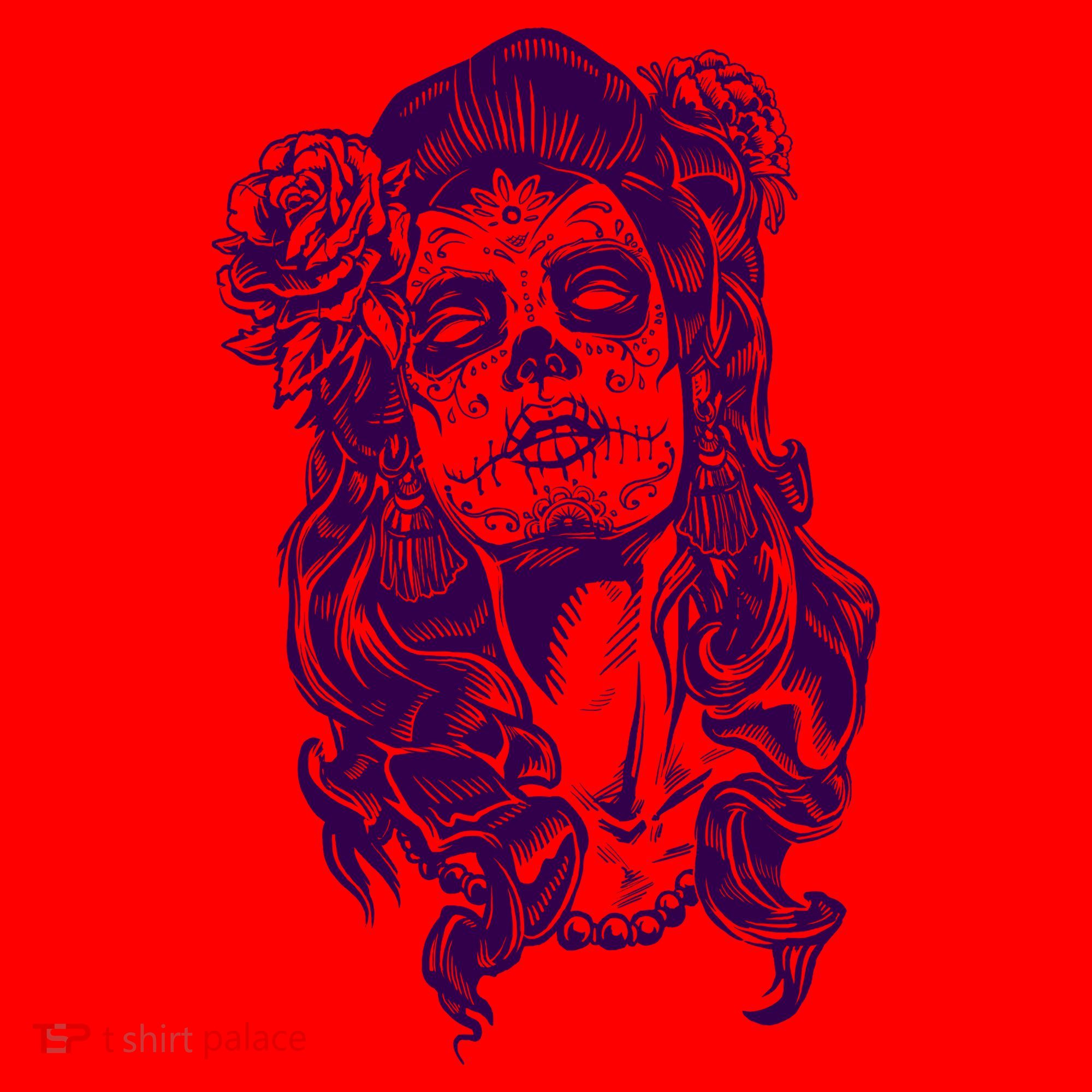 Day Of The Dead Illustration Skeleton Santa Hat