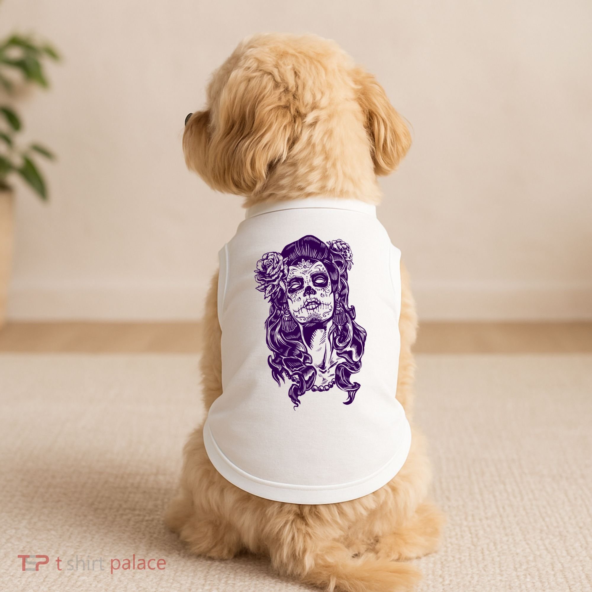 Day Of The Dead Illustration Skeleton Doggie Tank