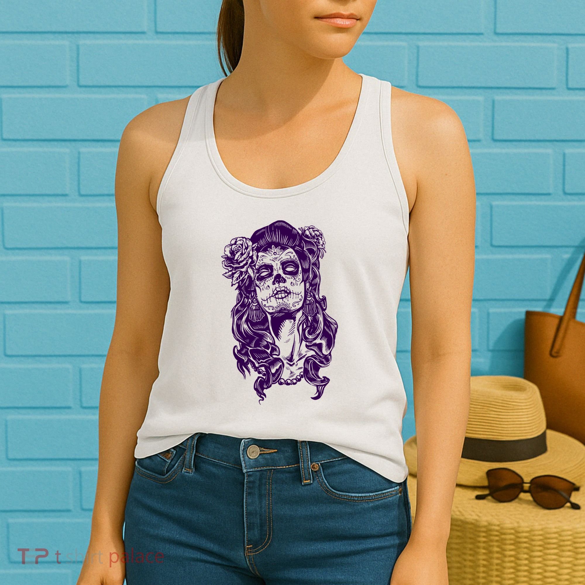 Day Of The Dead Illustration Skeleton Women's Tank Top