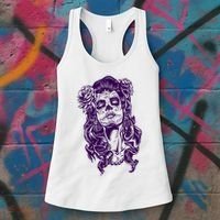 Day Of The Dead Illustration Skeleton Women's Tank Top thumb 3