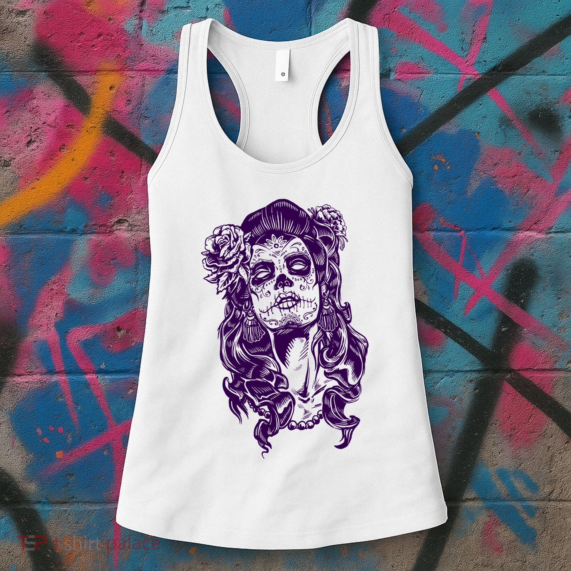 Day Of The Dead Illustration Skeleton Women's Tank Top
