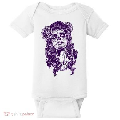 Day Of The Dead Illustration Skeleton Baby Bodysuit