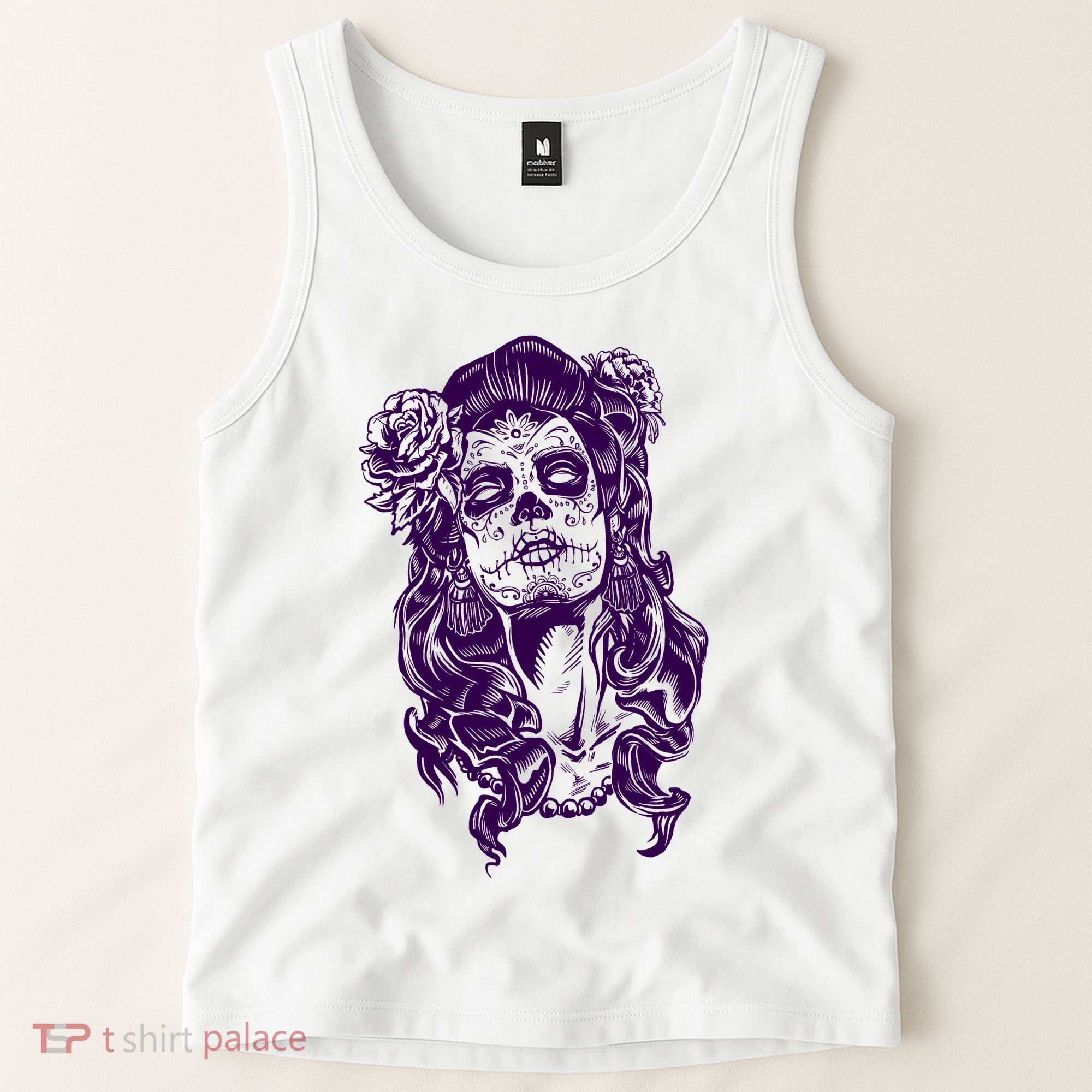 Day Of The Dead Illustration Skeleton Tank Top