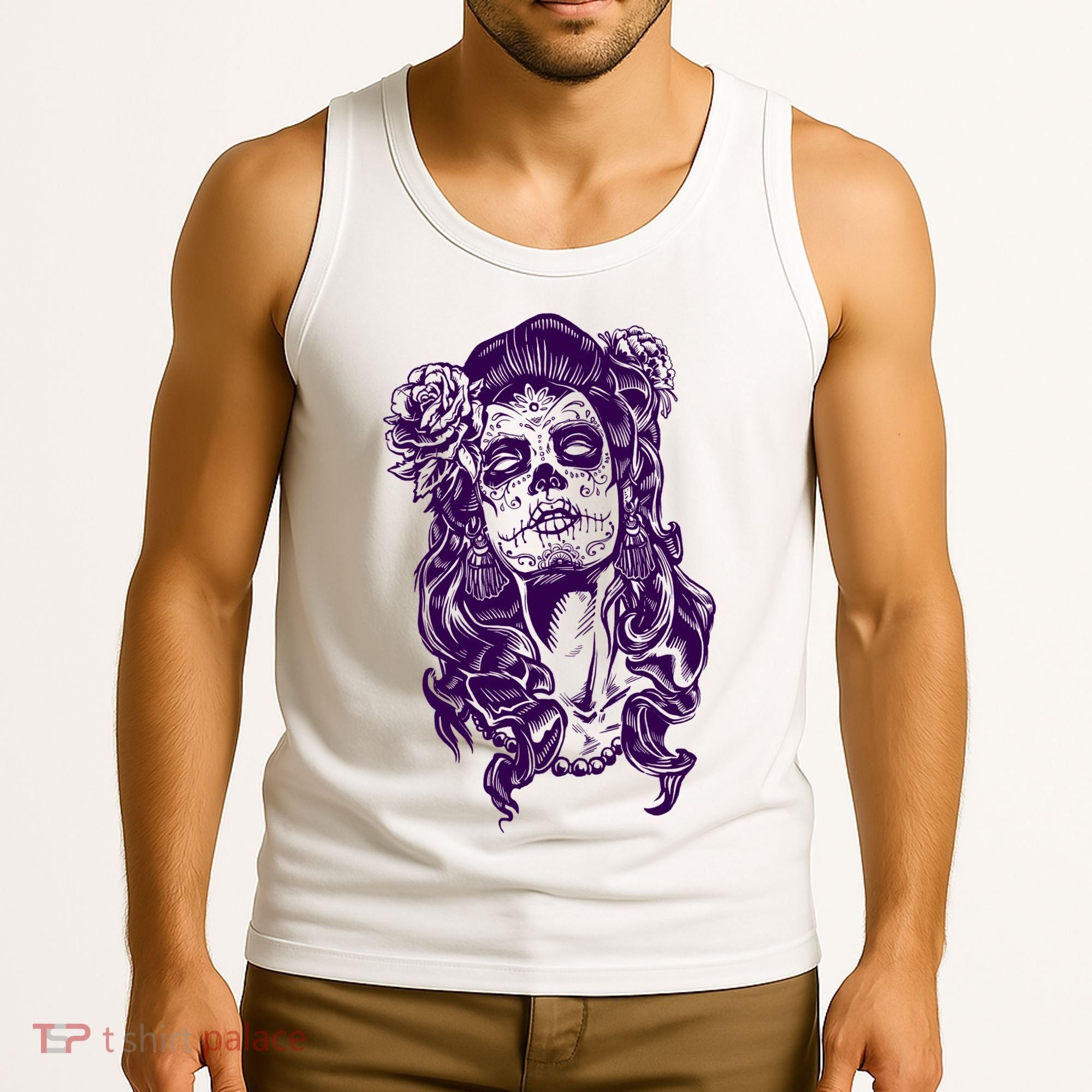Day Of The Dead Illustration Skeleton Tank Top