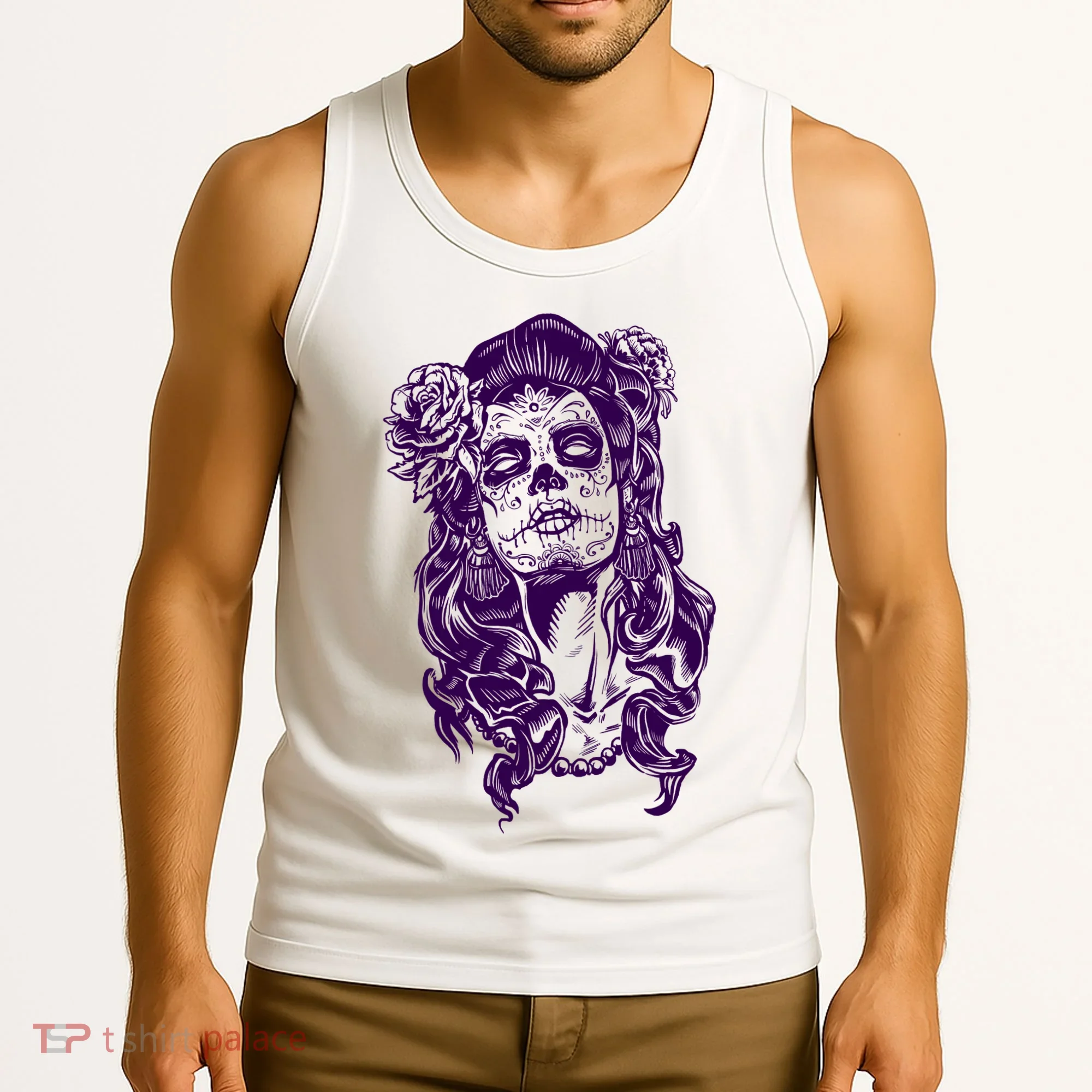 Day Of The Dead Illustration Skeleton Tank Top