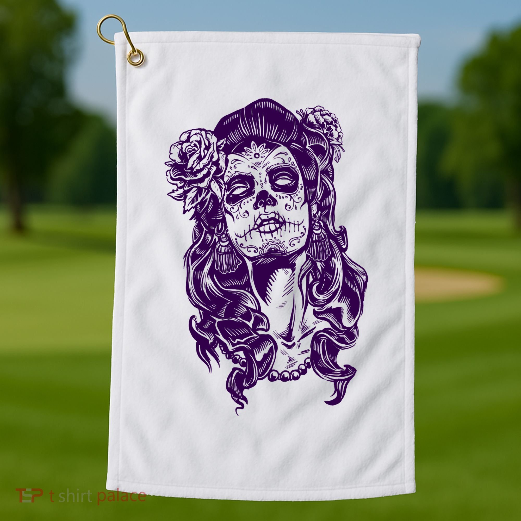 Day Of The Dead Illustration Skeleton Golf Towel