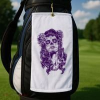 Day Of The Dead Illustration Skeleton Golf Towel thumb 2