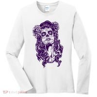 Day Of The Dead Illustration Skeleton Women's Long Sleeve Shirt thumb 0