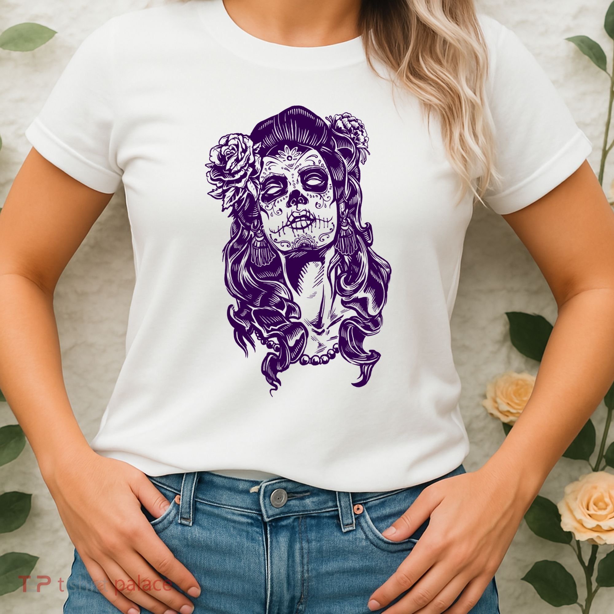 Day Of The Dead Illustration Skeleton Women's T-Shirt