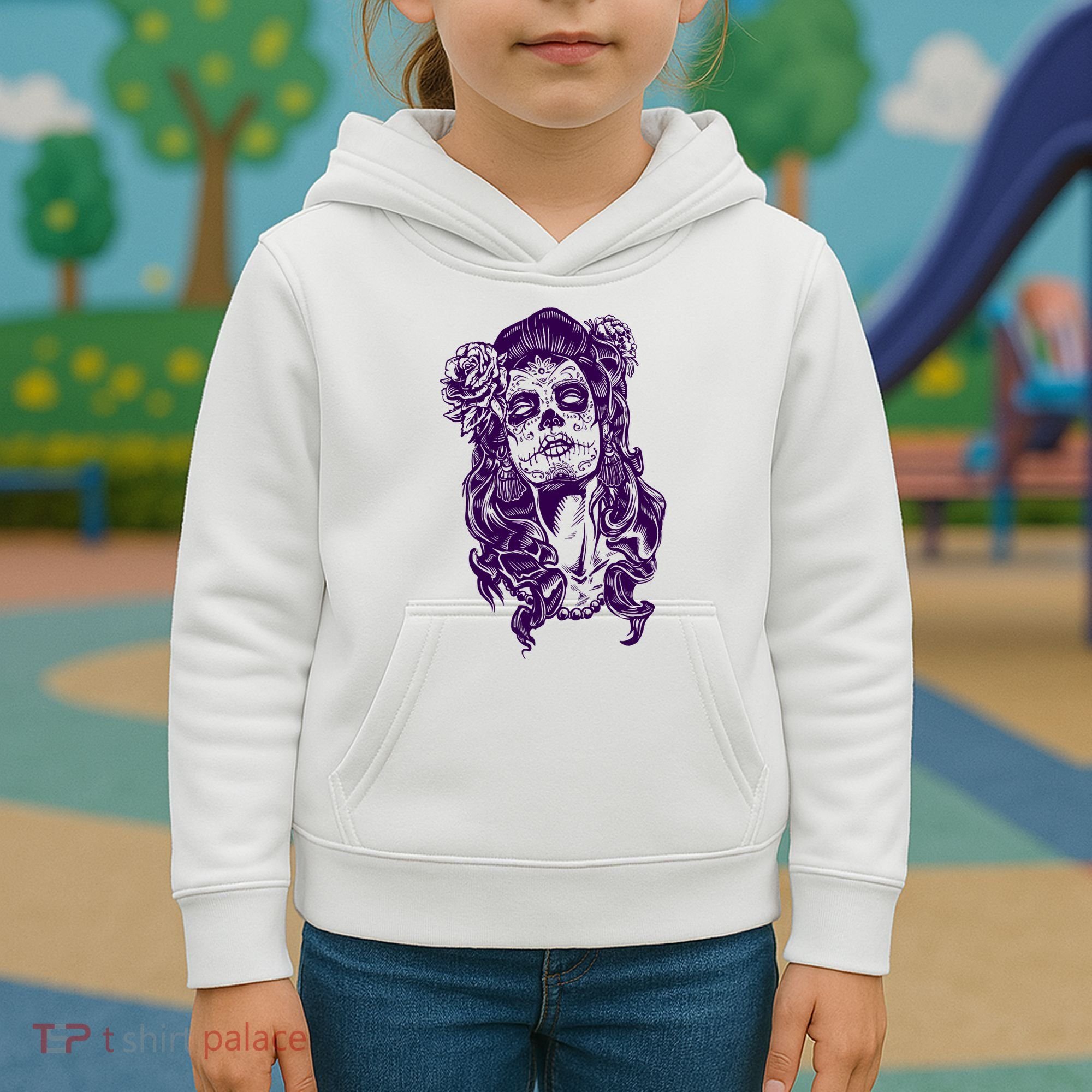 Day Of The Dead Illustration Skeleton Kids Hoodie