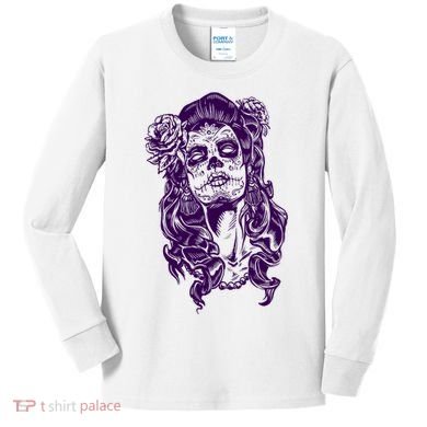 Day Of The Dead Illustration Skeleton Kids Long Sleeve Shirt