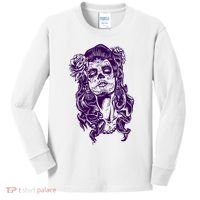 Day Of The Dead Illustration Skeleton Kids Long Sleeve Shirt thumb 0