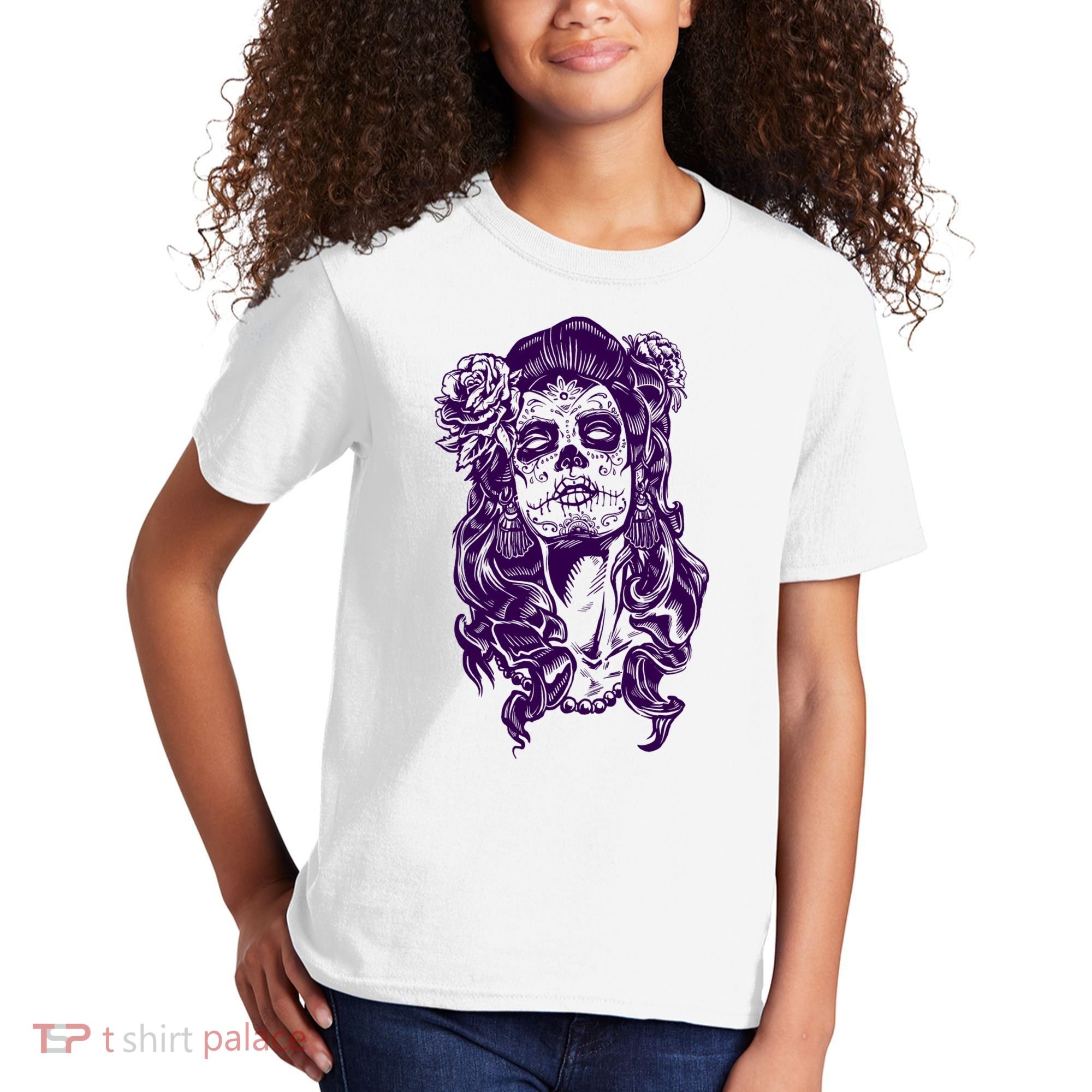Day Of The Dead Illustration Skeleton Kids T-Shirt