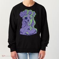 Scary Girl Skeleton Floral Women's Sweatshirt thumb 0