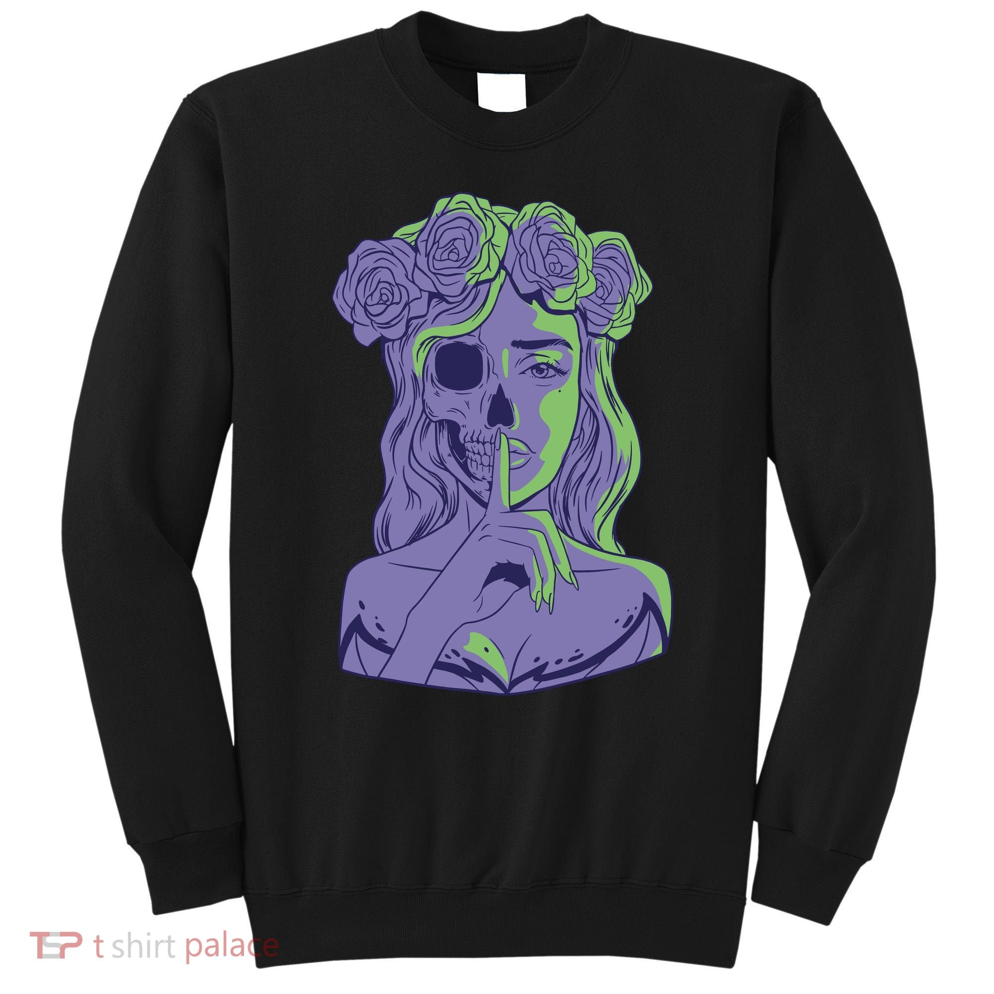 Scary Girl Skeleton Floral Sweatshirt