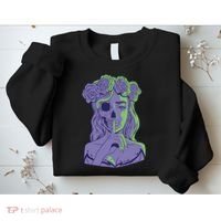 Scary Girl Skeleton Floral Sweatshirt thumb 2
