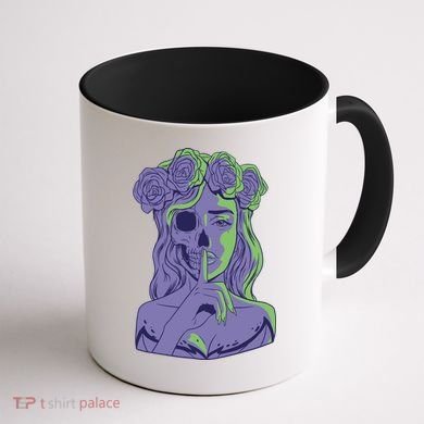 Scary Girl Skeleton Floral Coffee Mug back
