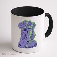 Scary Girl Skeleton Floral Coffee Mug thumb 1